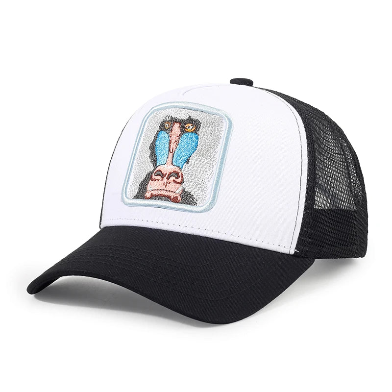 Animal Embroidery Color Block Cartoon Baseball Hats New Men Women Mesh Sunshade Casual Breathable Fashion Versatile Trucker Caps