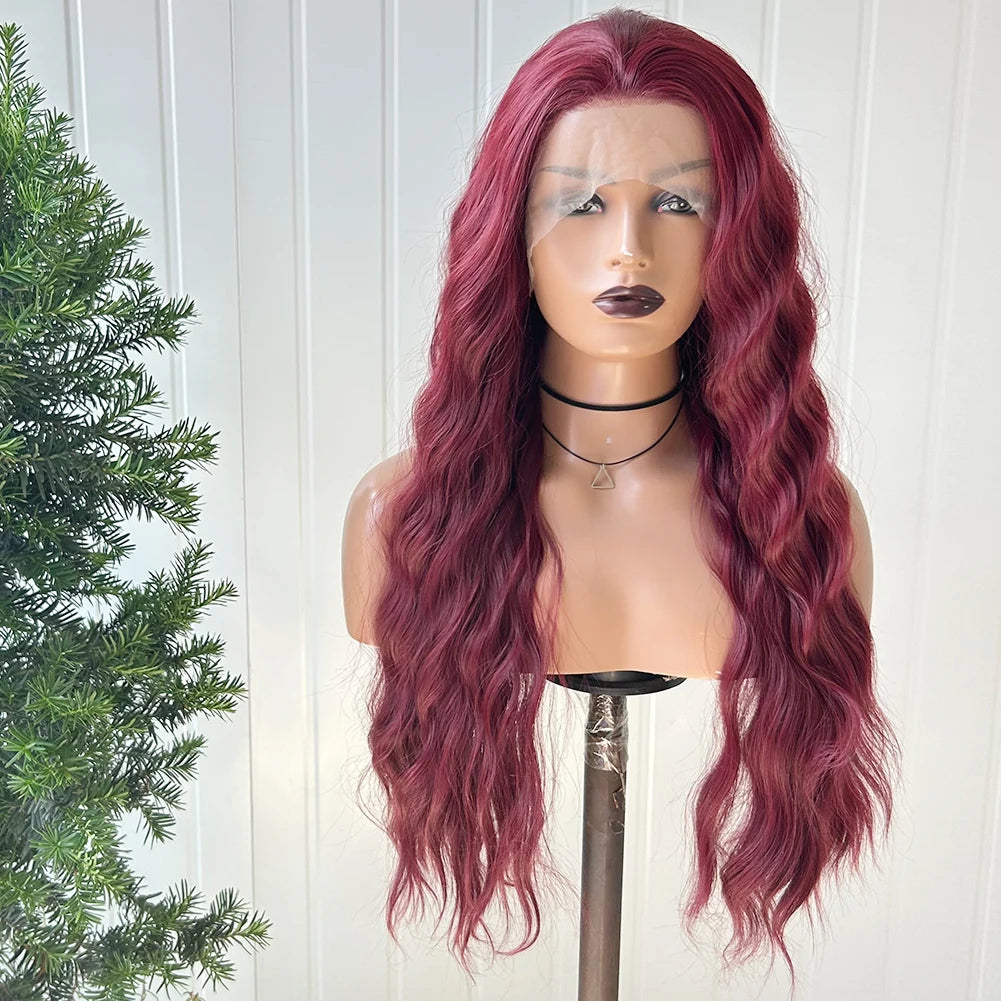 AIMEYA Yellow Hair Cosplay Synthetic Lace Front Wigs for Women Long Loose Wave Wig Free Part Heat Resistant Fiber Synthetic Wig