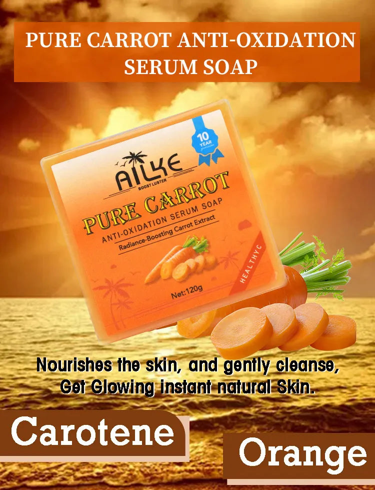 AILKE Pure Carrot Anti-Oxidation Serum Soap, Whitening, Clean Stains, Skin Brightening Soap Bar, With Vitamin C, For Body, Face