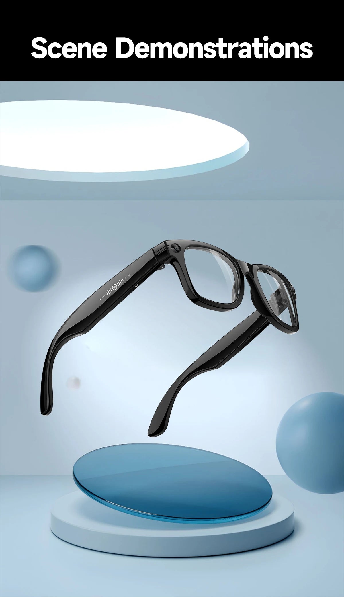 AI Smart Glasses 5 Million Pixels Recording Videos Photo Recognition Answer Translation 290mAh IP66 Waterproof Bluetooth Glasses