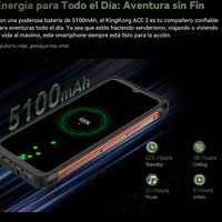 Cubot Kingkong Ace 2, Ultra-Thin and Robust Smartphone with Android 14, 16 Gb Ram (6 Gb + 10 Gb Expandable), 128 Gb Rom, 6.56 Inch and 90 Hz Screen, Nfc, 5100 Mah Battery, 4g Cell Phone