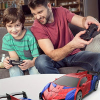 1:18 RC Transforming Car Robot Toy, LED Lights, 2.4GHz Drift Racing Vehicle, One-Button Transform, Rechargeable, 360° Rotation