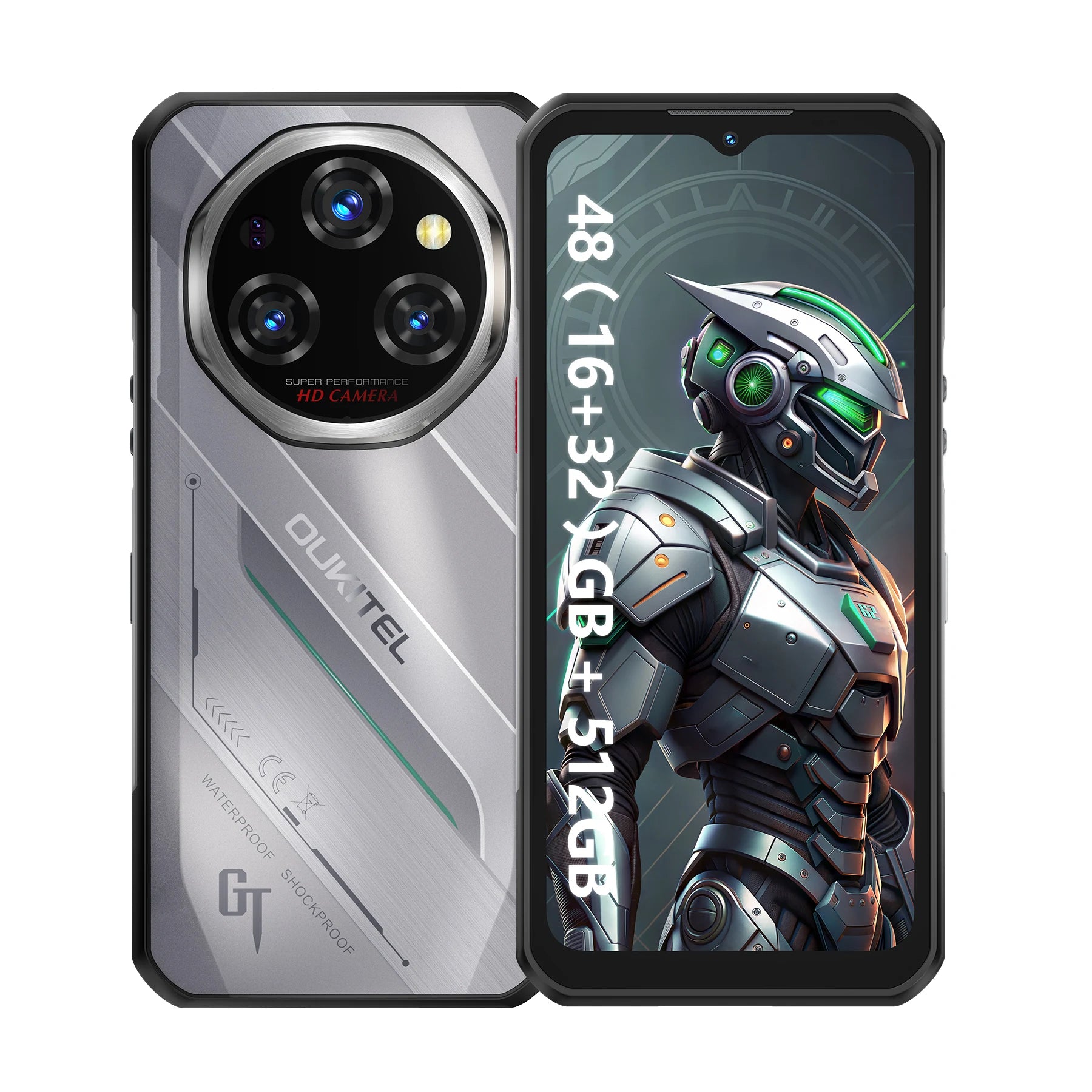 Oukitel WP62 5G Rugged Smartphone 48GB(16+32) +512GB, 6.6" FHD+ 108MP Camera Mobile Phone, 11000mAh 33W, Android 15 Cellphone