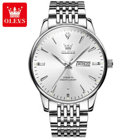 OLEVS Men's Watches Fashion Simple Calendar Week Luminous Waterproof  Steel Strap Man Watch Original Quartz Watches for Men 2929