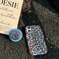 3D Luxury Leopard For Magsafe Grip Tok Phone Case for IPhone 17 16 15 13 Pro Max Wireless Charge Magnetic Stand Holder Cover