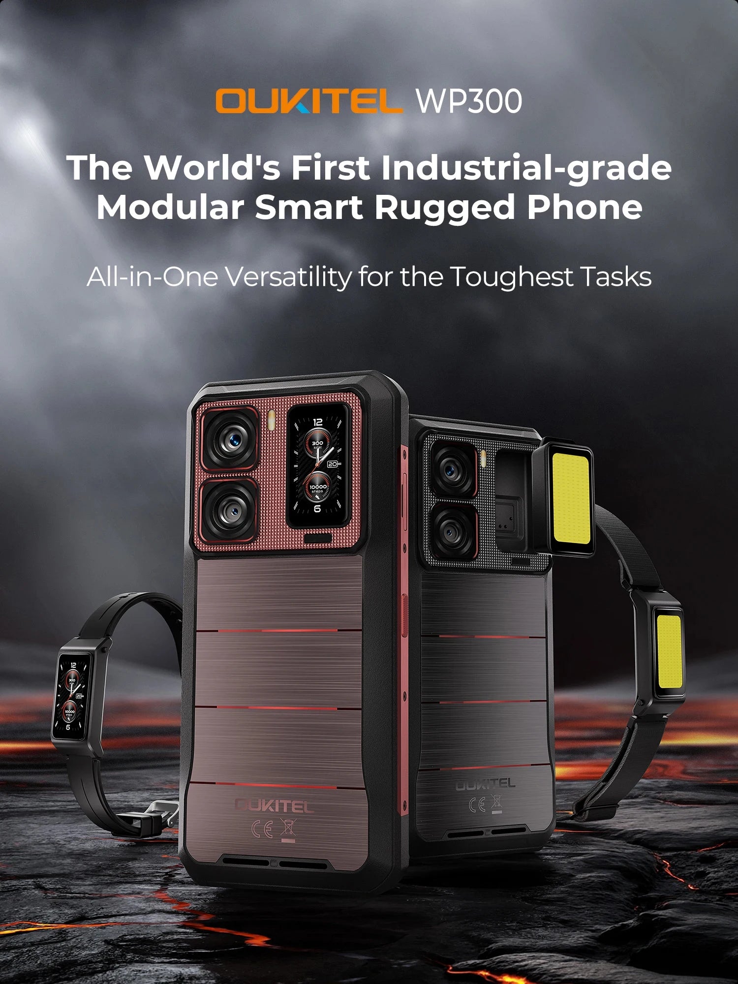 2025 NEW Oukitel WP300 Rugged Phone 6.78" FHD 120Hz Telephone Portable 36GB (12+24) GB+512GB 16000mAh Smartphone 5G Android 15