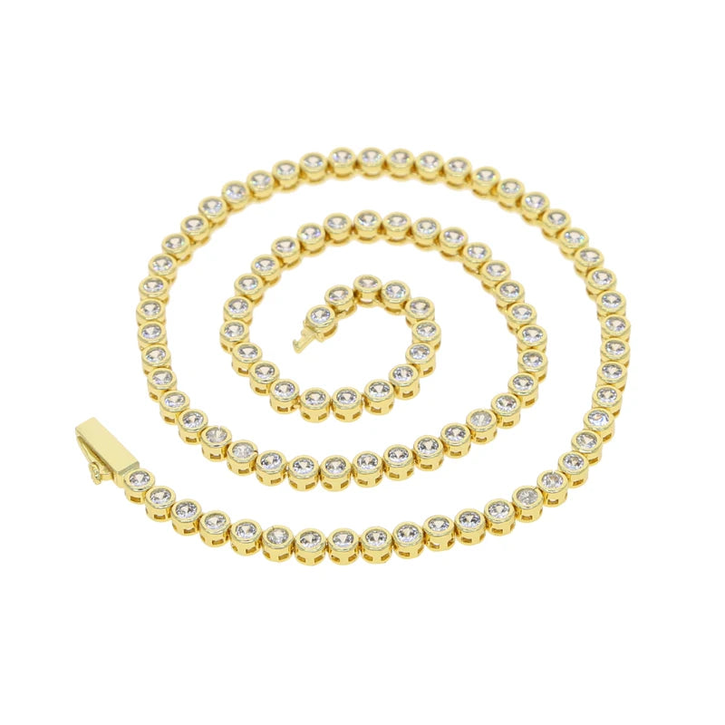 2023 Geometric Round Bezel Setted 5A Cubic Zirconia CZ Tennis Chain Necklace Choker Wedding Gift Women Jewelry