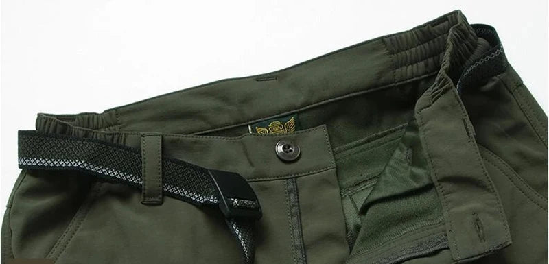 2024 Outdoor Work Tactical Pants Men Winter Casual Cargo Trousers Waterproof Fleece-lined Pant Elastic Hiking Traveling Workwear