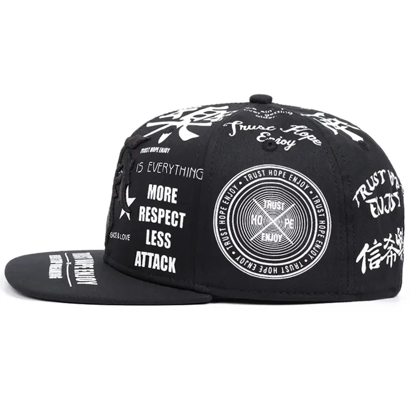 2025 Personalized New Dagger Graffiti Street Pop Hip Hop Hat Outdoor Sports Sunshade Hat Daily Commuter Flat Edge Baseball Hat