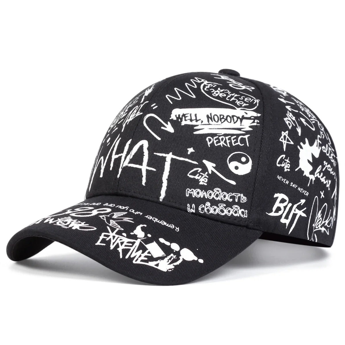 Unisex What Gossip Graffiti Print Baseball Caps Spring Autumn Outdoor Adjustable Casual Hats Sunscreen Hat