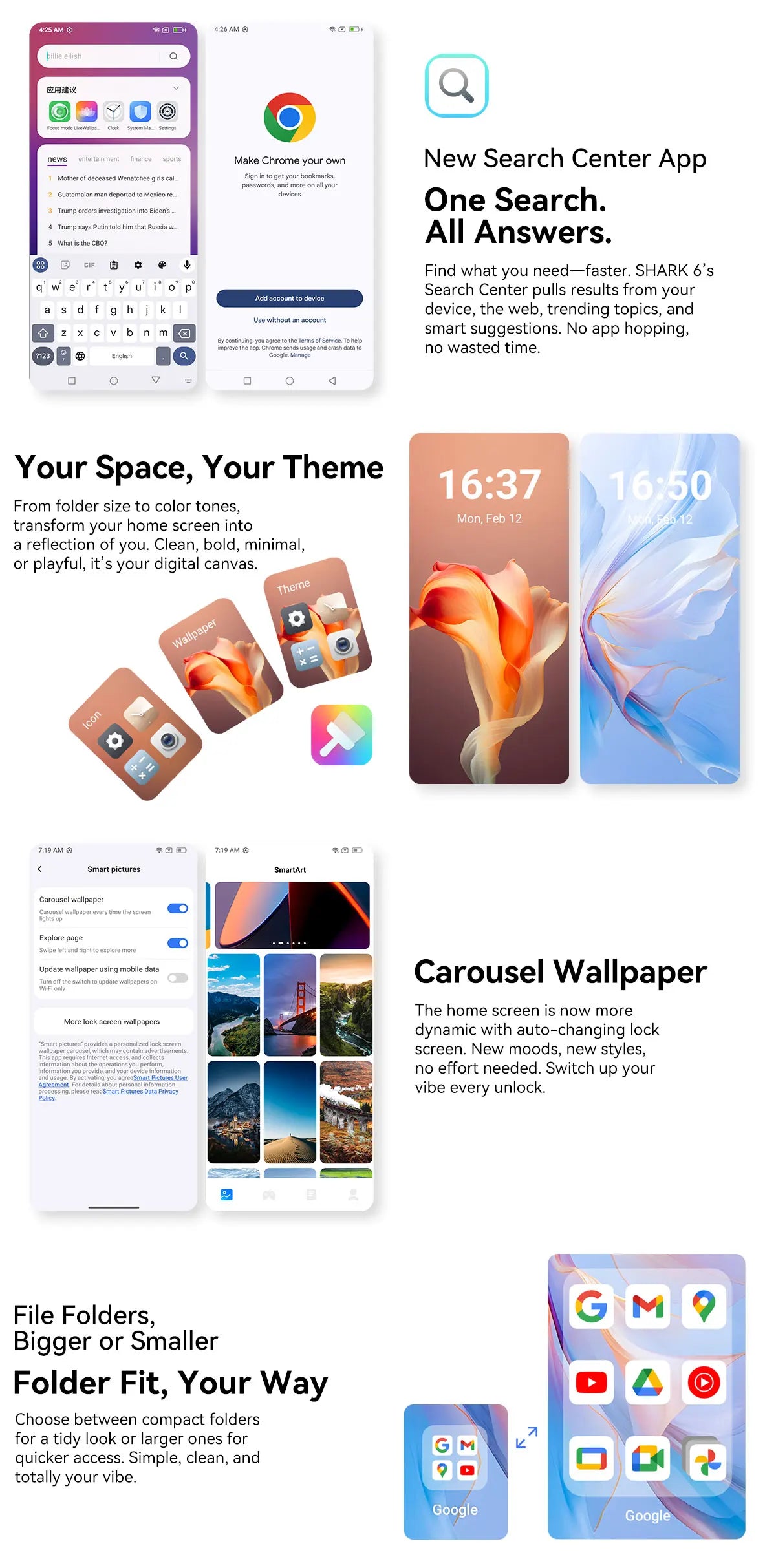 Blackview SHARK 6 AI Smartphone Android 15 Unisoc T8100 5G Mobile Phone 6.88'' Display 120Hz,  8+16GB RAM,128GB+2TB ROM, 5000mAh