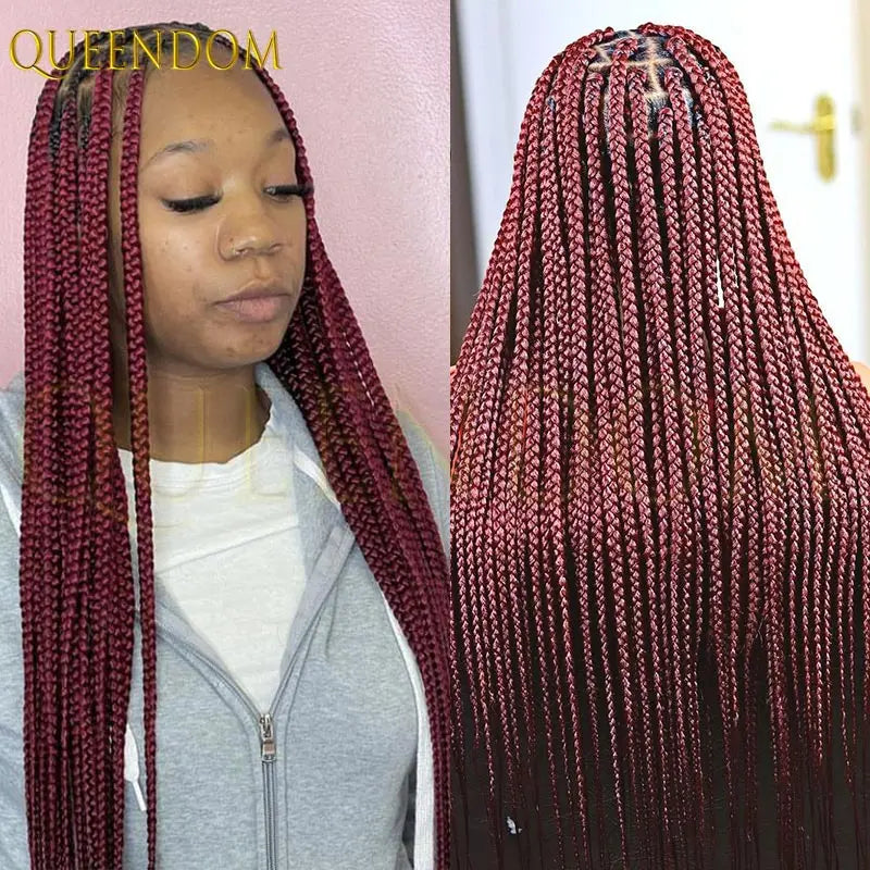36'' Blonde Synthetic Long Cornrows Box Braided Full Lace Front Wig for Black Women Straight Lace Front Braiding Hair Wig