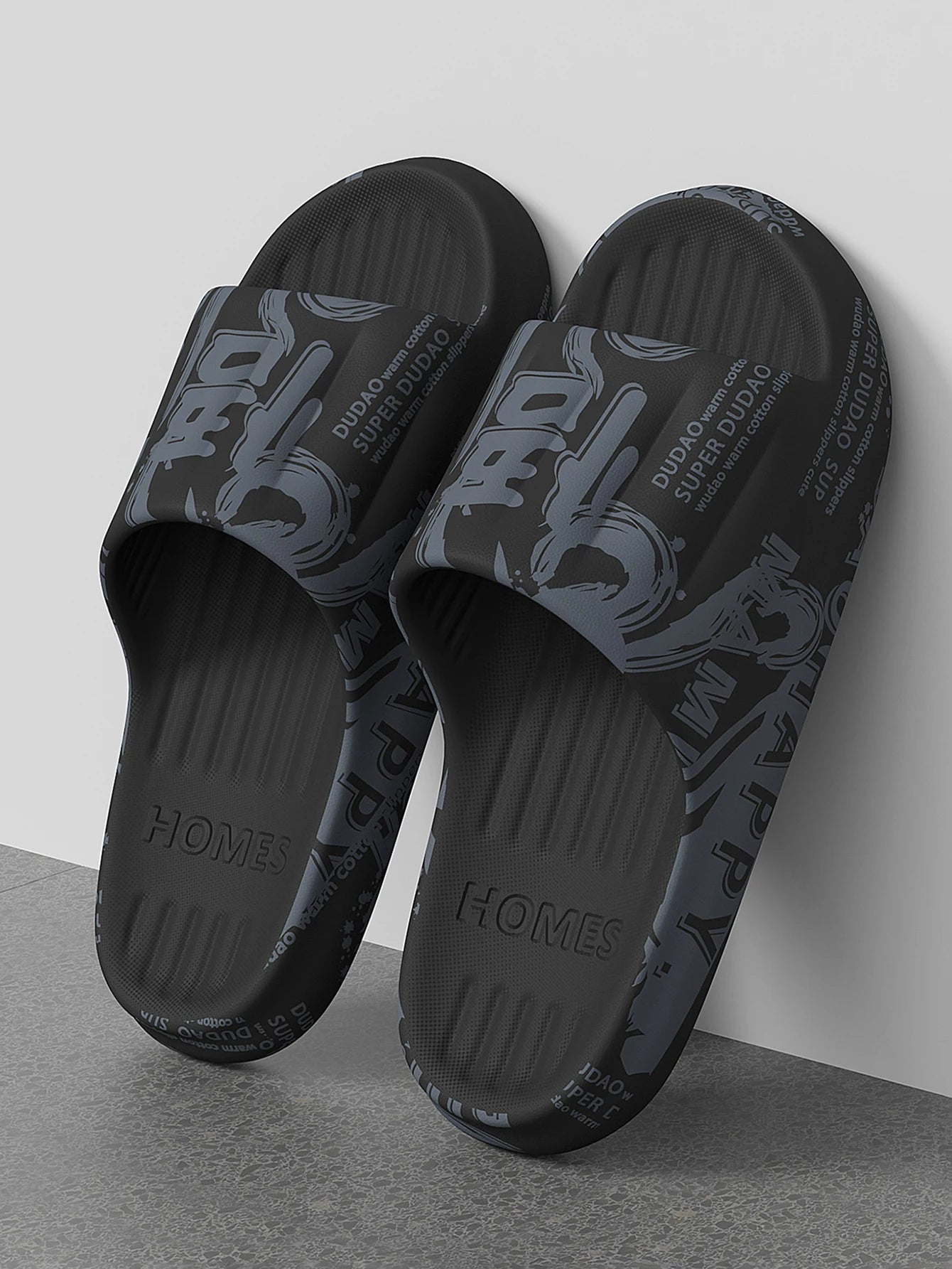 QYCKABY Fashion Printing Mens Slipper Trend Home Slides 2025 New Sandals Anti slip Cosy Soft Shoes Unisex Flip Flops Indoor Flat