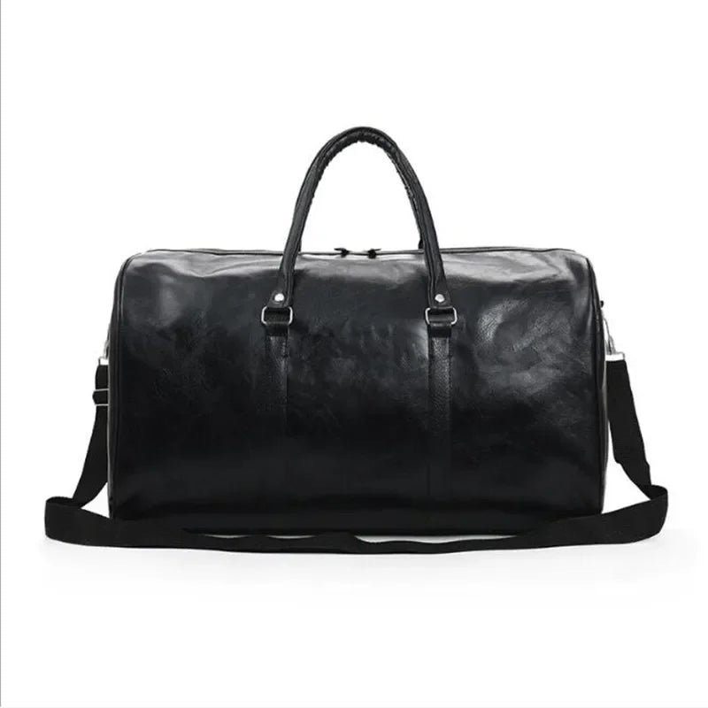2024 Leather Travel Bag Large Duffle Independent Big Fitness Bags Handbag Bag Luggage Shoulder Bag Black Men Fashion Zipper Pu