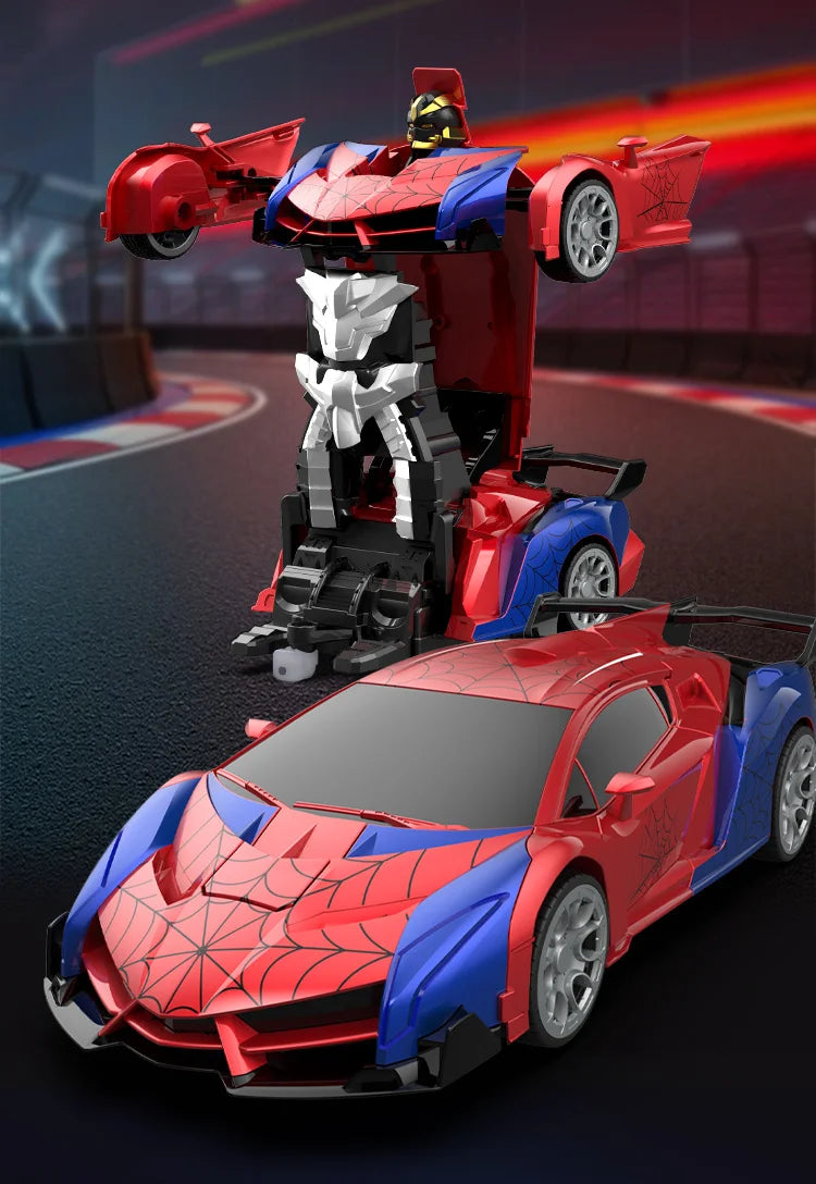 1:18 RC Transforming Car Robot Toy, LED Lights, 2.4GHz Drift Racing Vehicle, One-Button Transform, Rechargeable, 360° Rotation