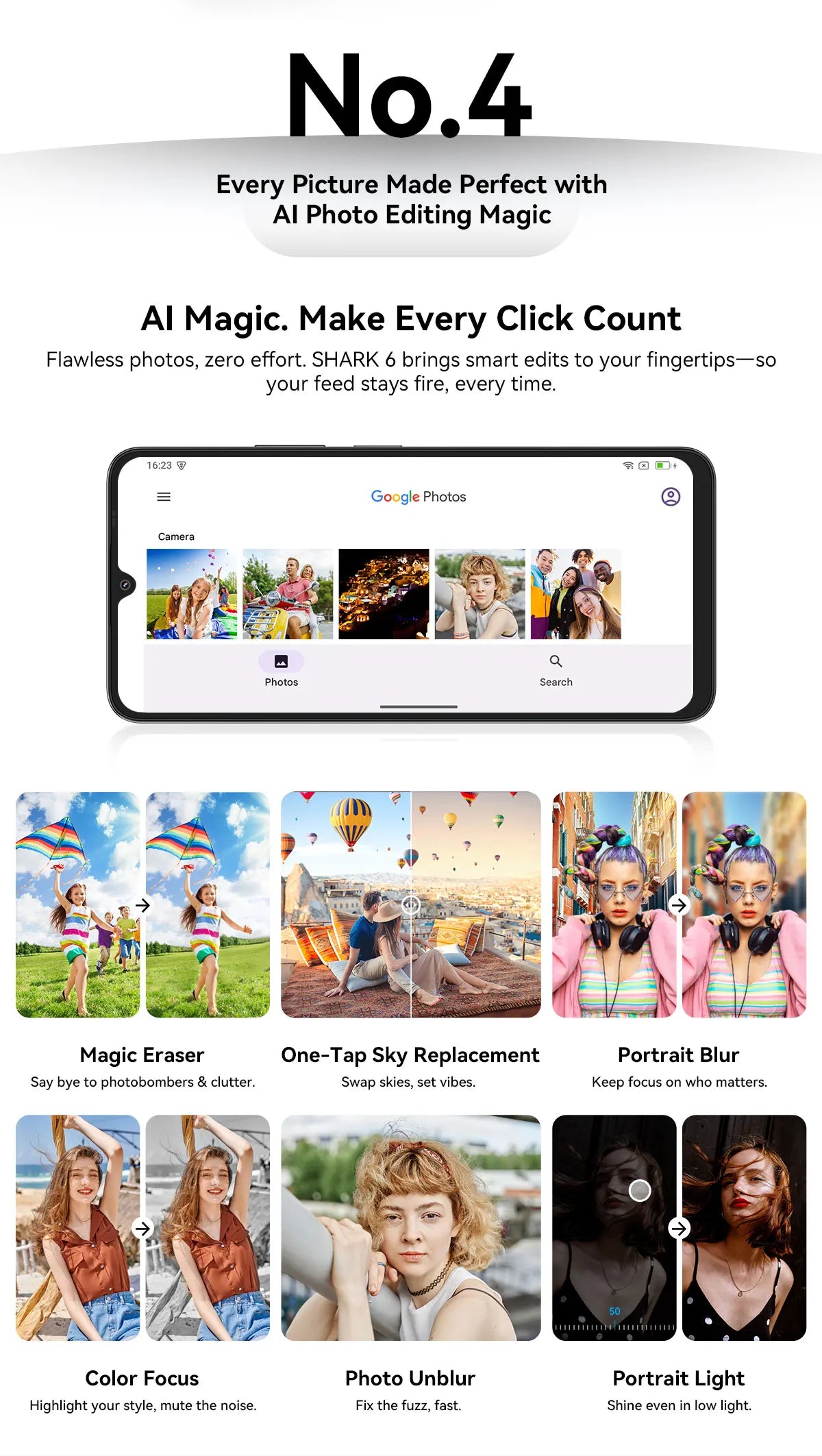 Blackview SHARK 6 AI Smartphone Android 15 Unisoc T8100 5G Mobile Phone 6.88'' Display 120Hz,  8+16GB RAM,128GB+2TB ROM, 5000mAh