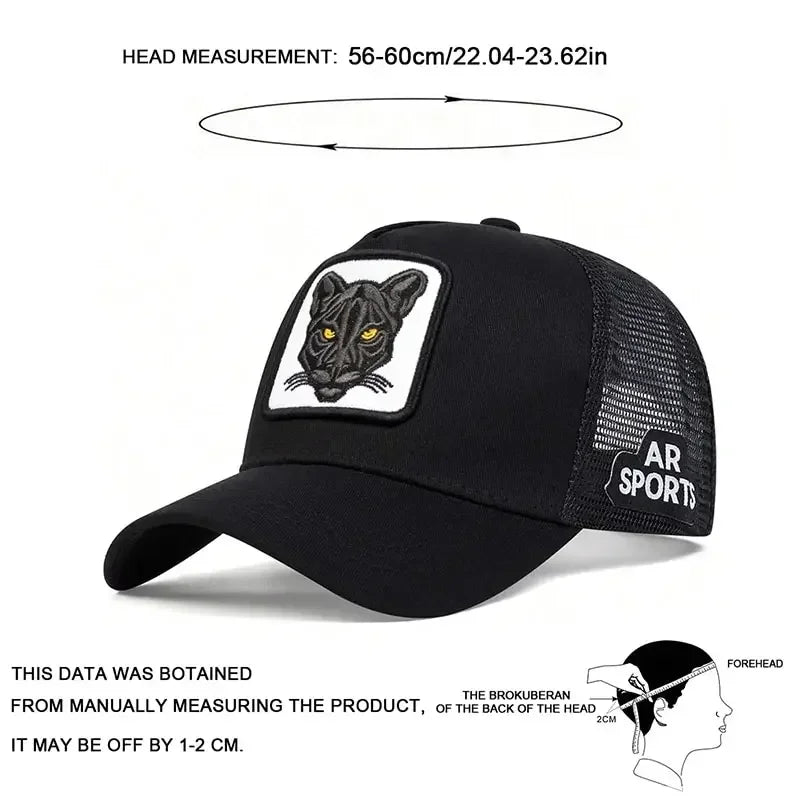 Unisex PANTHER Embroidery Baseball Net Caps Spring and Summer Outdoor Adjustable Casual Hats Sunscreen Hat