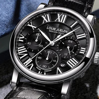 Fashion Mens Watches Top Brand Luxury Genuine Leather Strap Quartz Men's Watch Business Casual Date Chronograph Watch Men