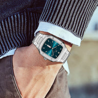 2025 New Men Watch Week Quartz Movement Square Stainless Steel Clock Gold Black Waterproof Luxury Brand Waterproof Sports Watch