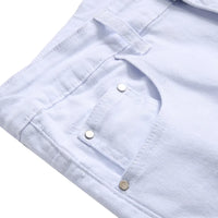 2025 Hole Denim Pants Men's Tide Brand Ruined Hole Jeans Solid Slim All-match High Street Hip Hop Trousers Red White Large Size