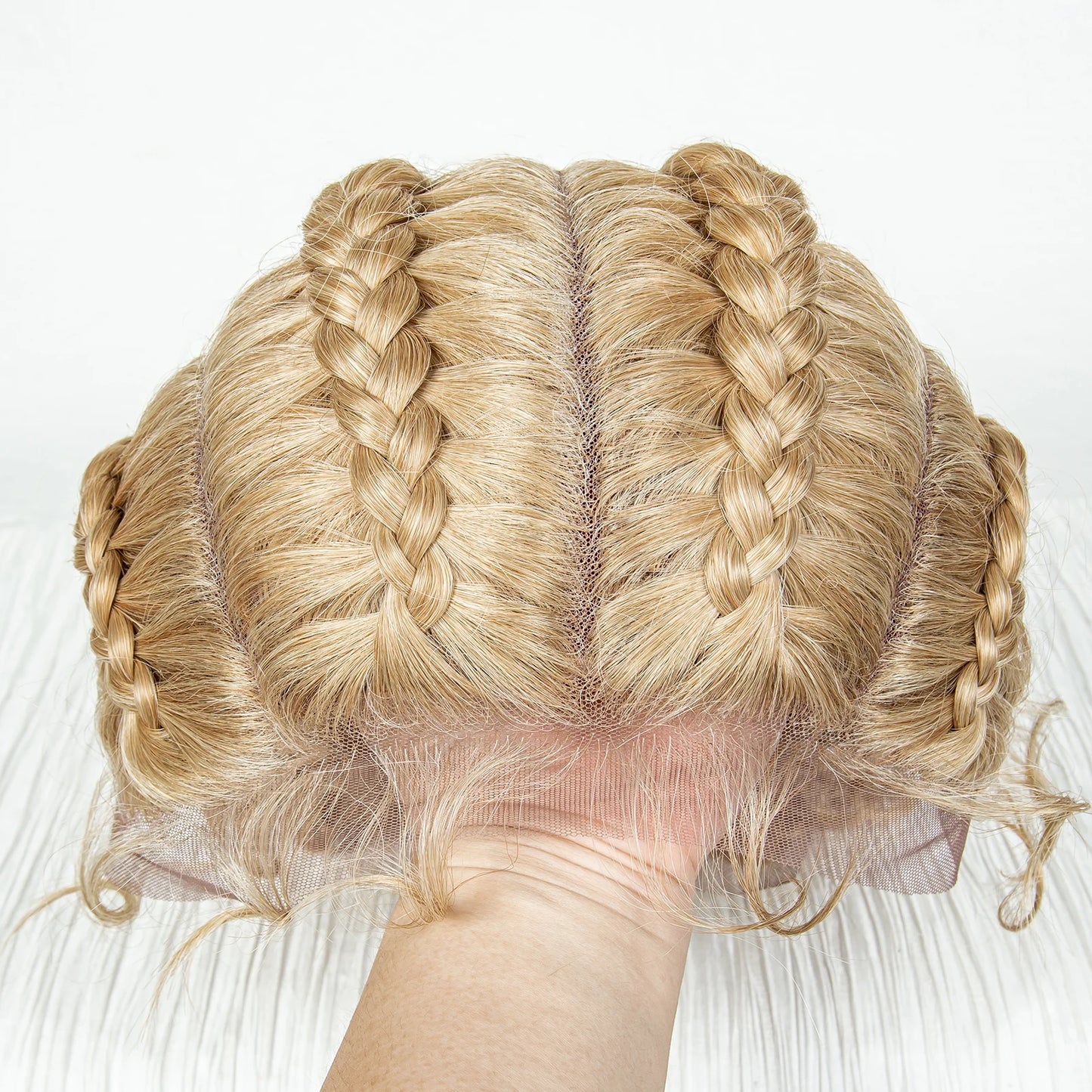 22inch Cornrow Braided Wigs Synthetic Lace Front Braids Wigs with Baby Hair 2 Curly Ponytail Braided Wigs for Black Women