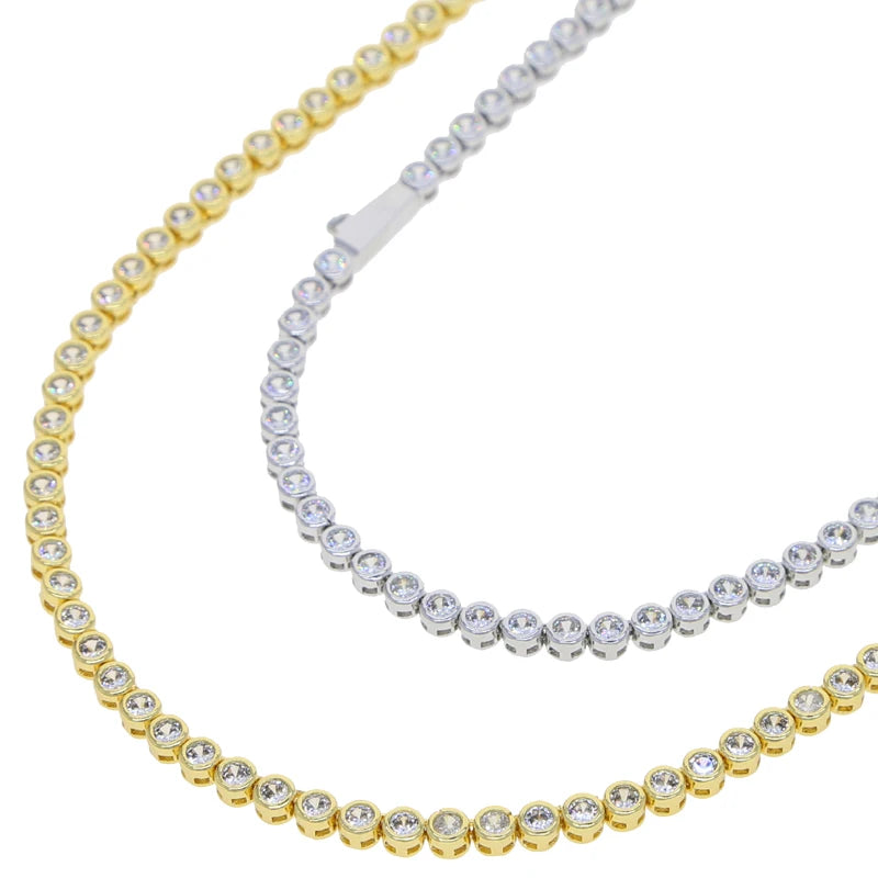 2023 Geometric Round Bezel Setted 5A Cubic Zirconia CZ Tennis Chain Necklace Choker Wedding Gift Women Jewelry