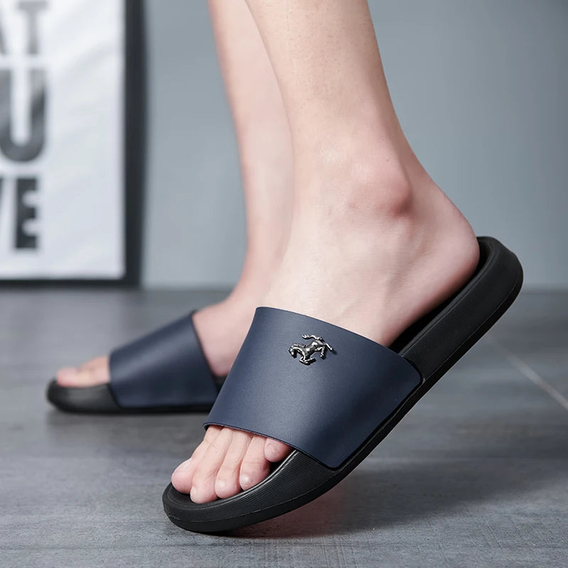 Men's Slide Sandals Soft Comfortable Non-Slip Slippers Indoor Outdoor Bathroom Beach Shoes Quick-Dry EVA Platform Lightweight