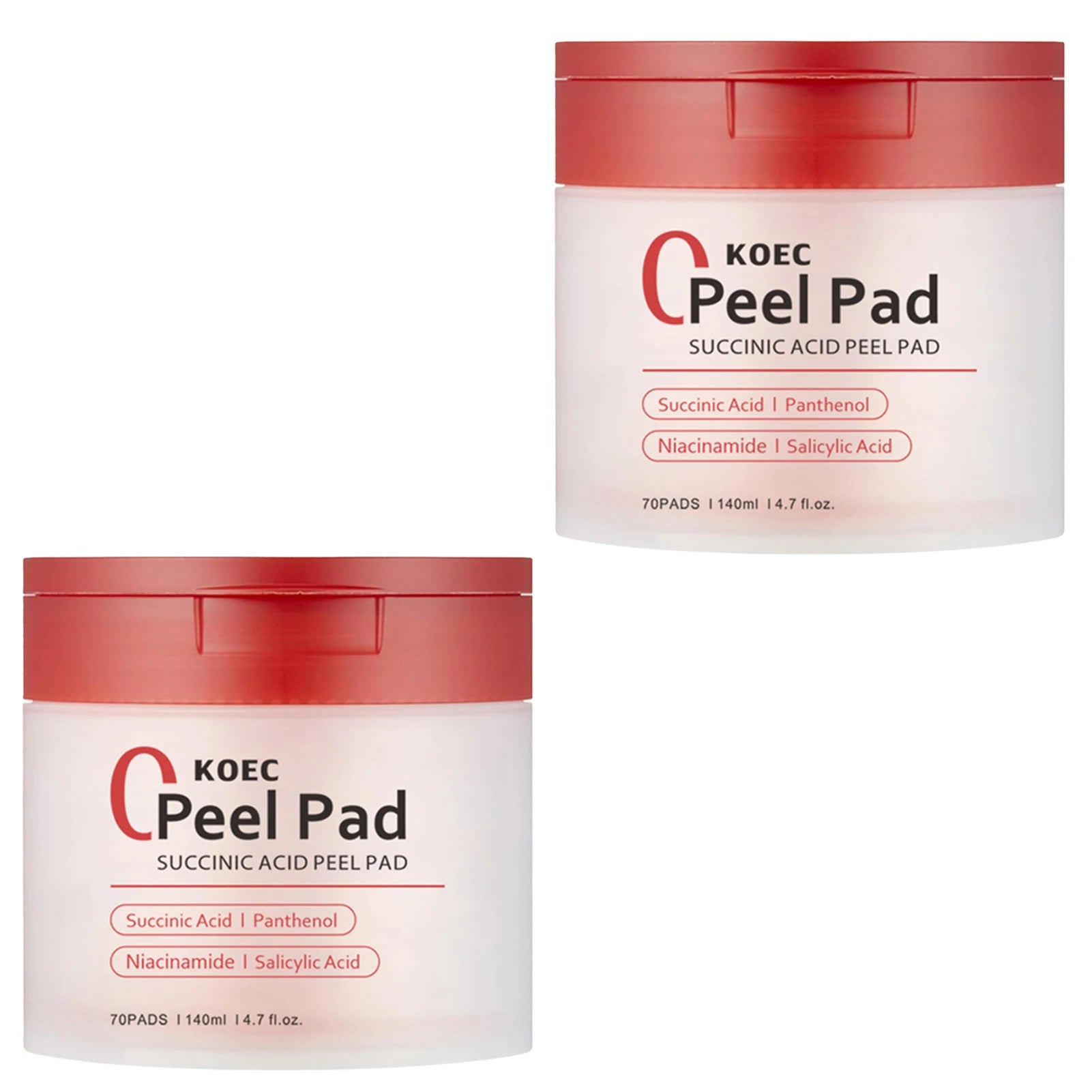 70pcs Red Succinic Acid Peeling Pads Gentle Exfoliation Peeling Pads With Succinic Acid Skin Acnes Cleaner Toner Pads