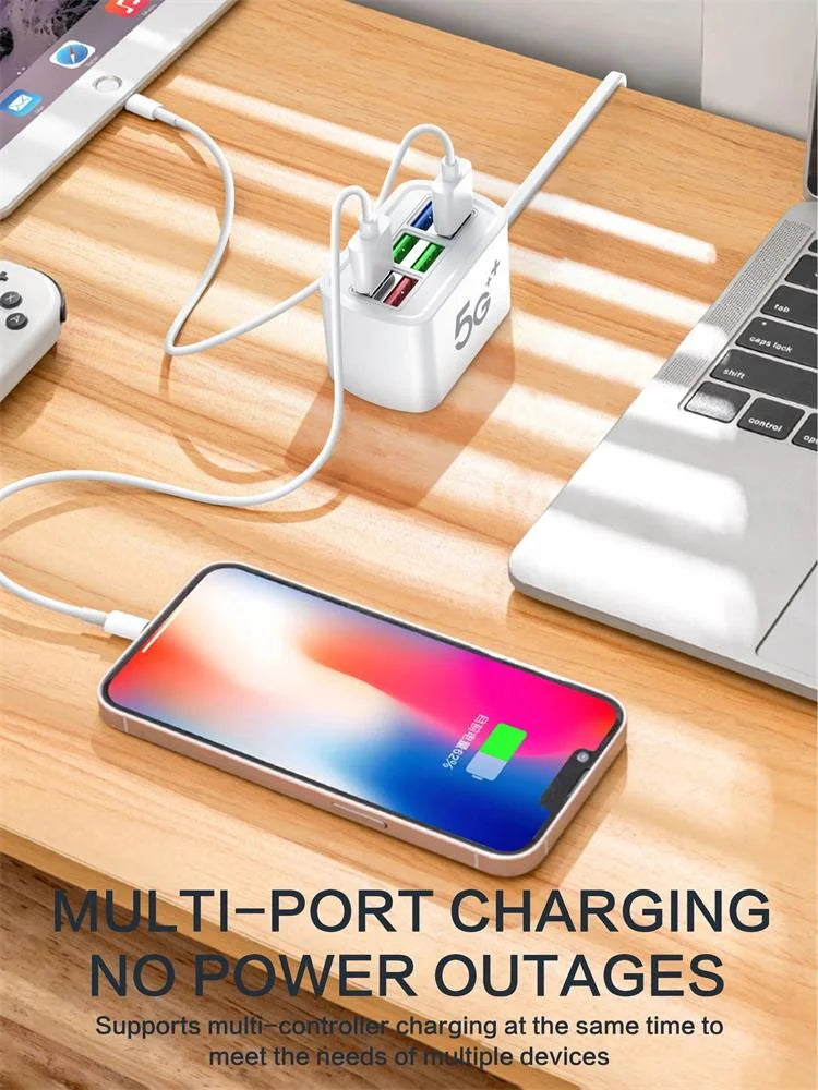 6 USB Charger Power Strip Universal Fast Charging EU/US Plug Phone Charger Adapter Electric Socket Extension Cable Table Socket