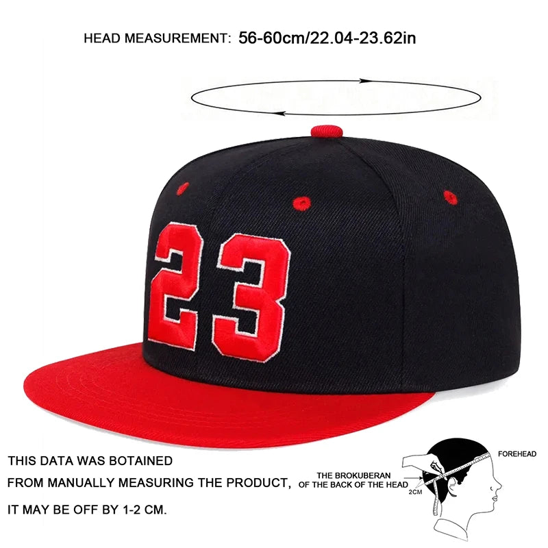 Unisex 23 Embroidery Hip-hop Hats Outdoor Adjustable Casual Baseball Caps Sunscreen Hat