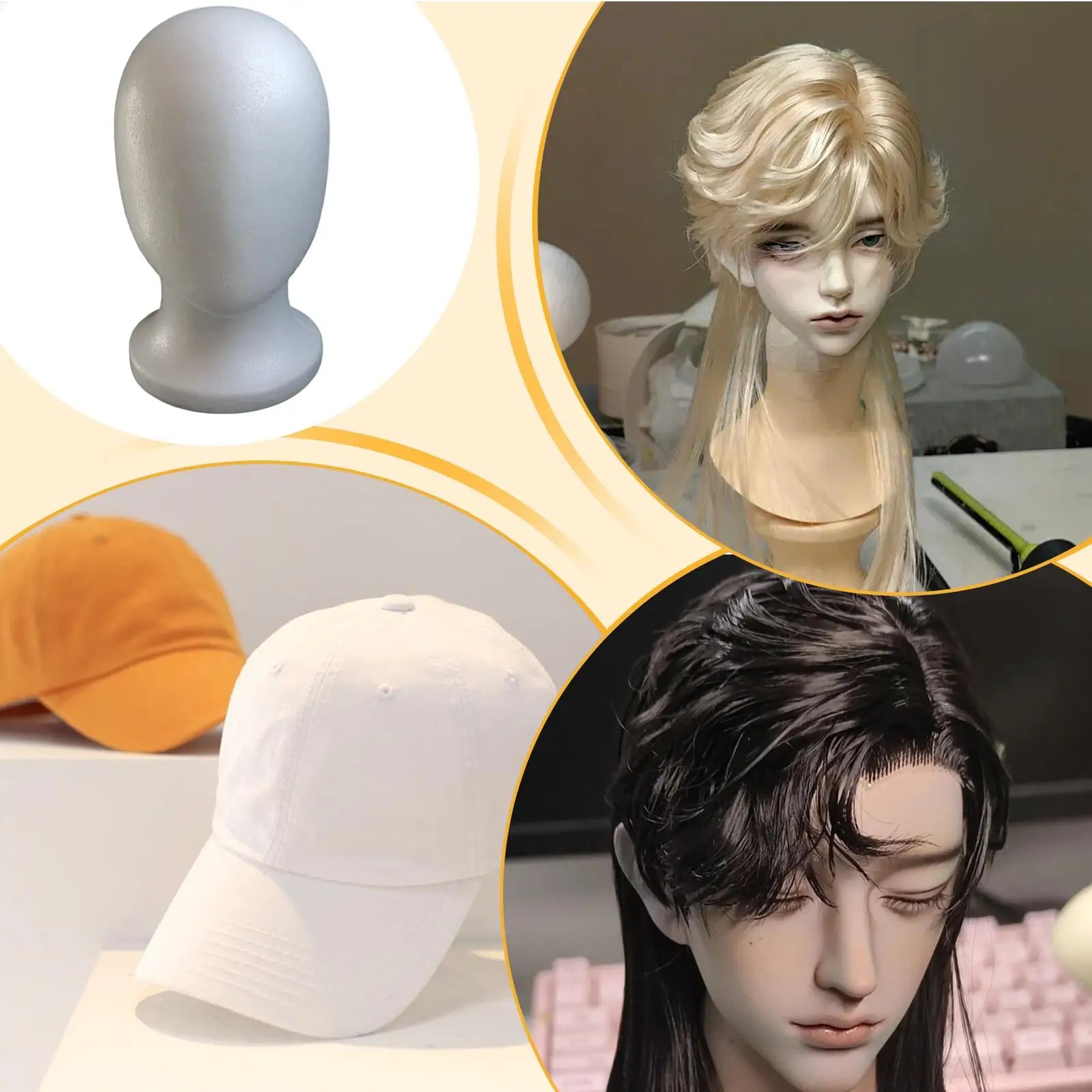 Foam Mannequin Head Female Wig Head Display Smooth Durable Styling Tools Lightweight for Hairpieces Sunglasses Jewelry Hats