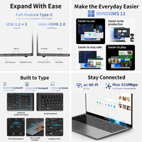 Teclast F17Plus 17.3 inch Laptop Intel N150 16GB RAM 512GB SSD Windows 11 Notebook 180° Flip Computer Backlit Keyboard mini-HDMI