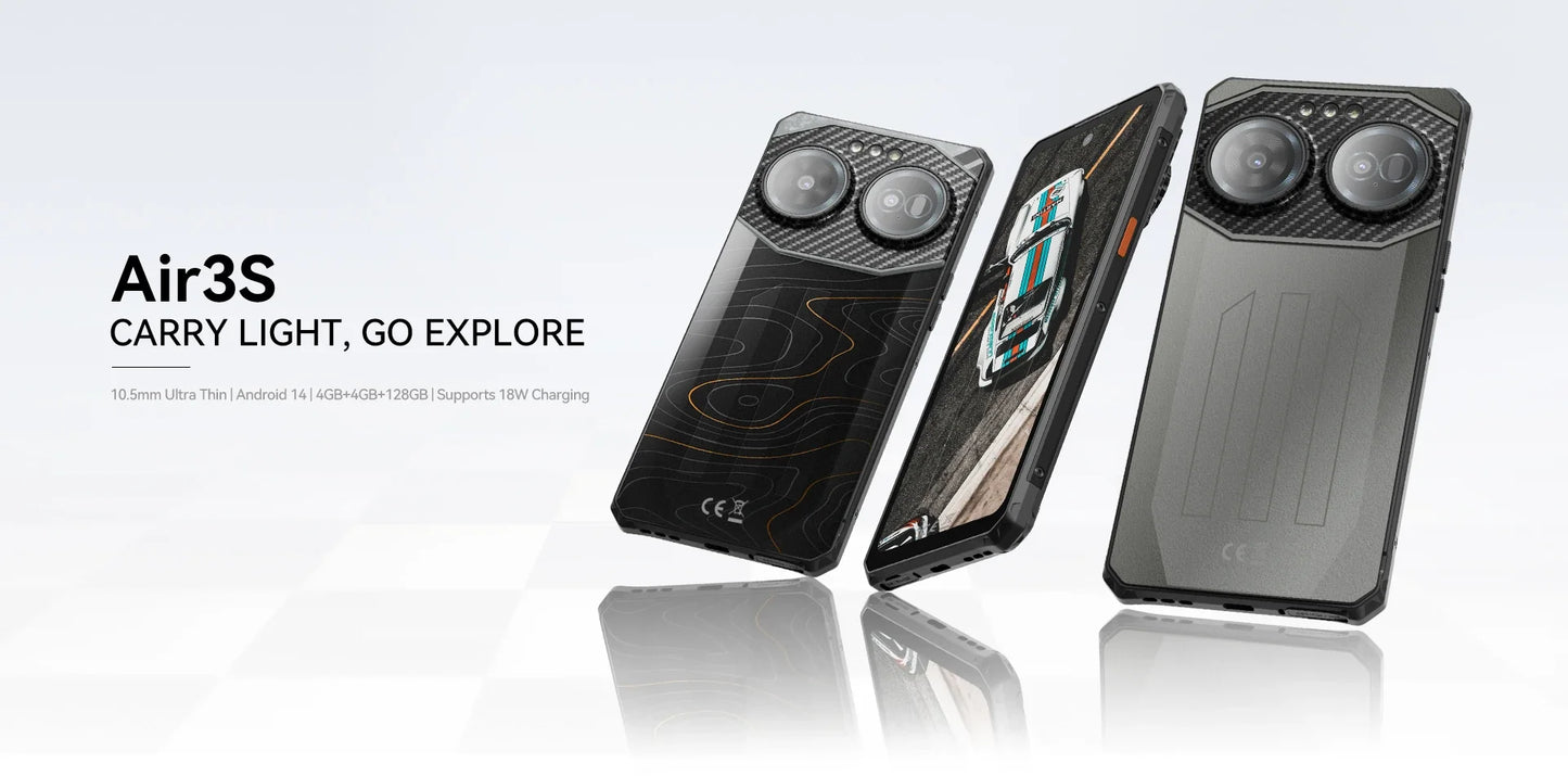 IIIF150 Air3S Rugged Smartphone Phone 6.6" 16GB(4+12) 128GB 16MP Camera Telephone Portable 5500mAh Android 14 NFC Call Phone