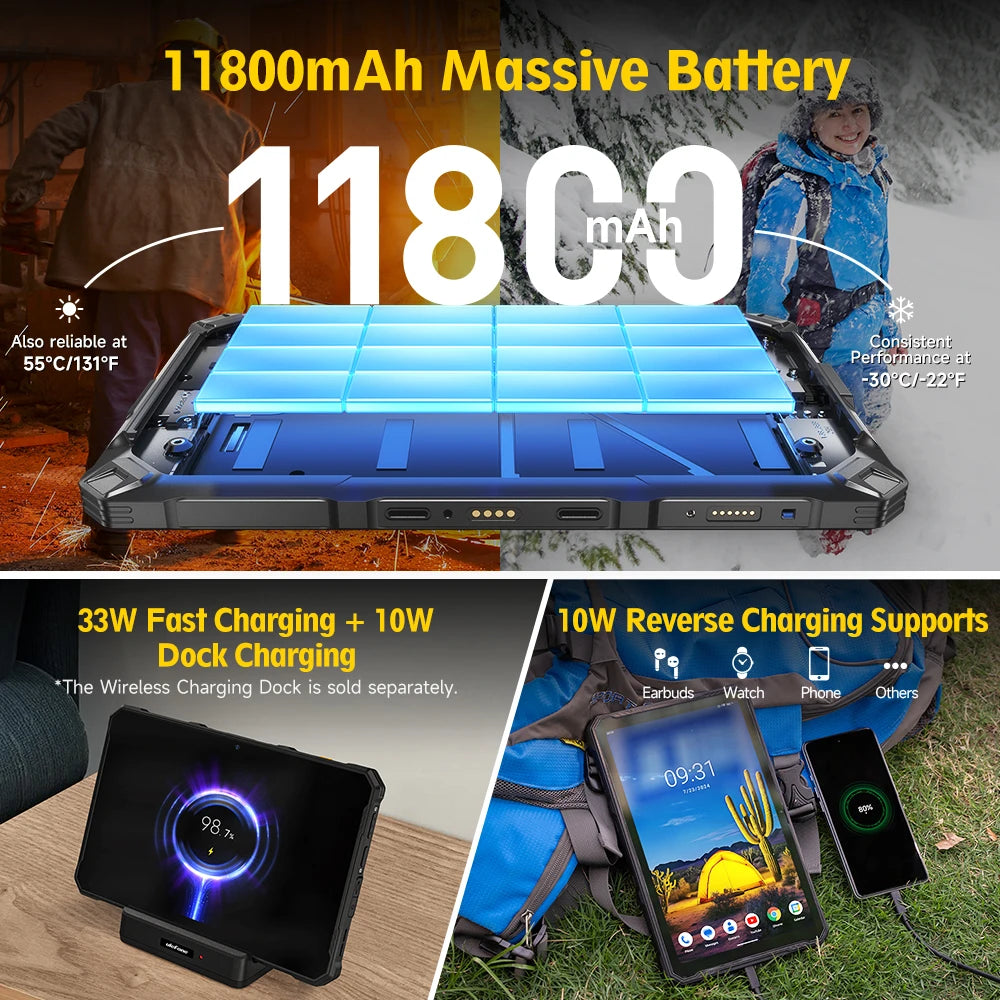 5G Rugged Tablet Ulefone Armor Pad 4 Ultra IP68/IP69K LED Light 11800mAh Battery,fast charging 16GB+256GB 50MP
