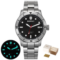 BERNY Top Automatic Diver Watch for Men PT5000 Movement 20ATM Waterproof Luminous Sapphire Lens Sport Swimming Diving Watch Men
