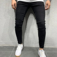 2024 Men Jeans Solid Pockets Stretch Denim Straight Pants Spring Summer Business Casual Trousers Daily Streetwear Men's Clothing