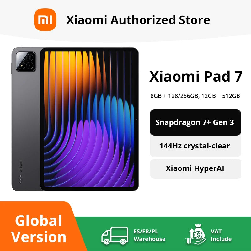 Global Version Xiaomi Pad 7 Snapdragon 7+ Gen 3 Octa-core CPU Tablet 8850mAh 13MP Camera 11.2" 3.2K Display 144Hz