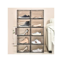 Transparent shoe box, hard box, magnetic storage, acrylic doll bag, hand-held storage box rack, front side opening shoe cabinet