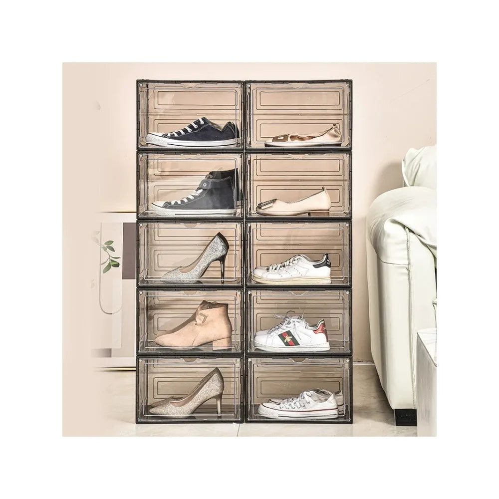 Transparent shoe box, hard box, magnetic storage, acrylic doll bag, hand-held storage box rack, front side opening shoe cabinet