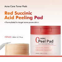 70pcs Red Succinic Acid Peeling Pads Gentle Exfoliation Peeling Pads With Succinic Acid Skin Acnes Cleaner Toner Pads