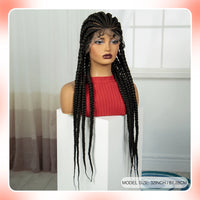 32INCH Cornrow Braided Wigs Synthetic Full Lace Braids Wig with Baby Hair Lace Frontal Knotless Braided Lace Wig for Black Women