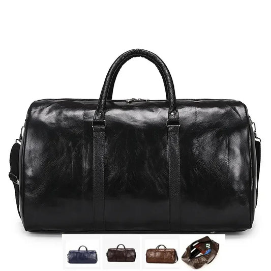 2024 Leather Travel Bag Large Duffle Independent Big Fitness Bags Handbag Bag Luggage Shoulder Bag Black Men Fashion Zipper Pu