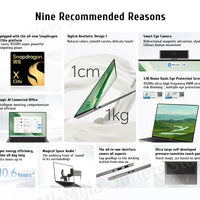 Honor MagicBook Art 14 Snapdragon Edition 1kg Ultra Thin Laptop X Elite 32G 1T 3.1K Eye Screen Notebook