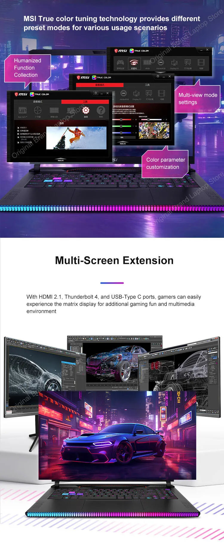 2024 MSI Raider GE68 HX Gaming Laptop 16 Inch 4K UHD 120Hz Mini LED Screen Notebook i9-14900HX 32GB 2TB RTX4080 Netbook Computer