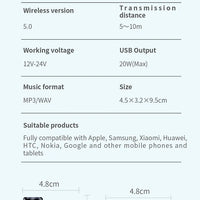 Bluetooth 5.0 FM Transmitter Handsfree Car Radio Modulator MP3 Player With 22.5W USB Super Quick Charge Adapter for Car