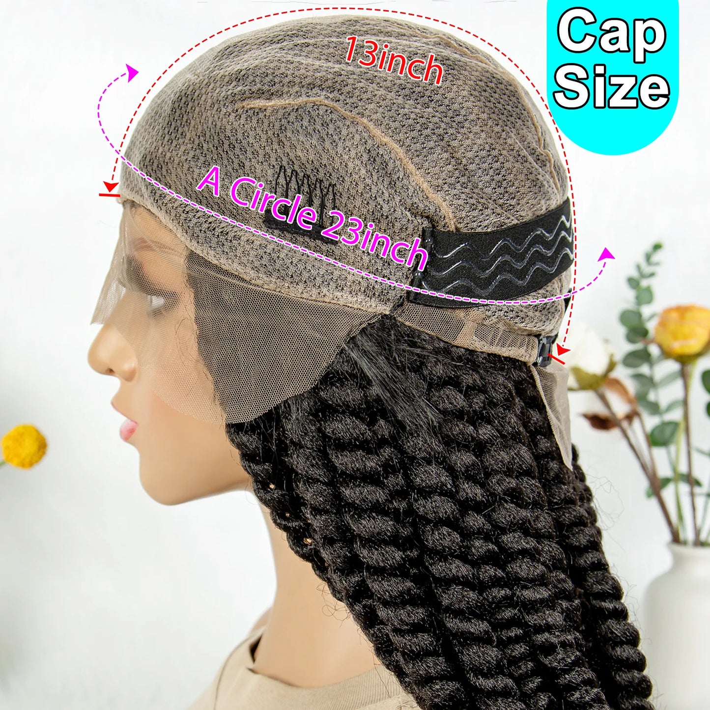16" Full Lace Twisted Braided Wigs for Black Women Synthetic HD Lace Front Braids Wigs with Baby Hair Natural Lace Braiding Wigs
