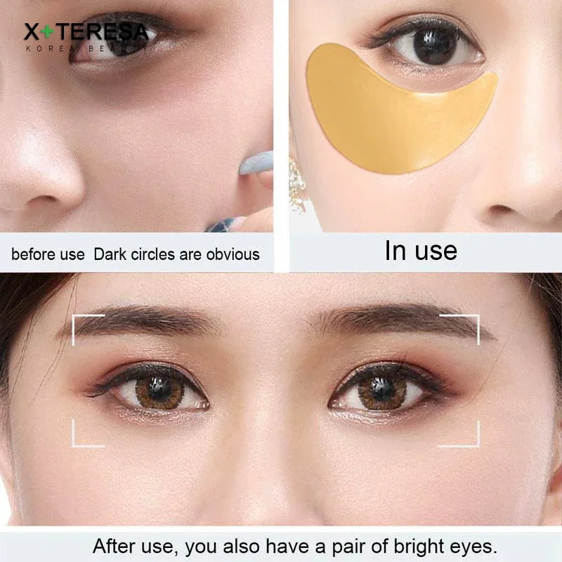 24K Gold Eye Patches Korean Collagen Firming Tender Eye Care Hydrogel Relax Seaweed Green Eyes Mask Moisturizing Hydrating