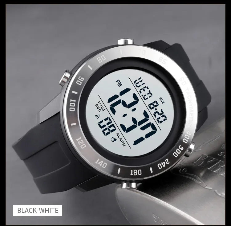 SKMEI 1524  2 Time LED Digital Wristwatches Mens Waterproof Chrono Count Down Male Hour montre homme Big Dial Sport Men Watch