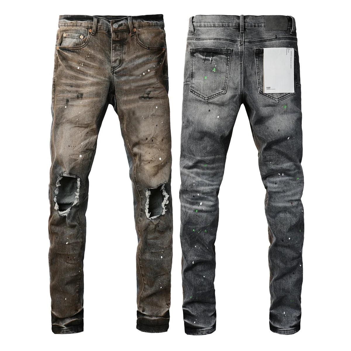 2025 Jeans Man's High Street Blue Ripped Distressed Skinny Jeans Low Rise Denim Trousers Fashion Repair Pants 9003