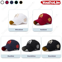 M letter Wolf Totem Embroidery Cotton Adjustable Hard Top Baseball Cap Sun Hat Trucker Caps Dad Hats